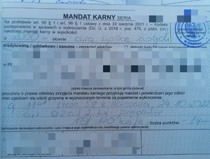 Nadmierna prędkość zakończona mandatem karnym