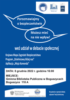 ZAPROSZENIE NA DEBATĘ "POROZMAWIAJMY O BEZPIECZEŃSTWIE"