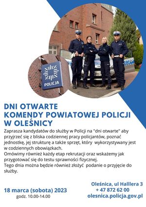 DNI OTWARTE KOMENDY POWIATOWEJ POLICJI W OLEŚNICY