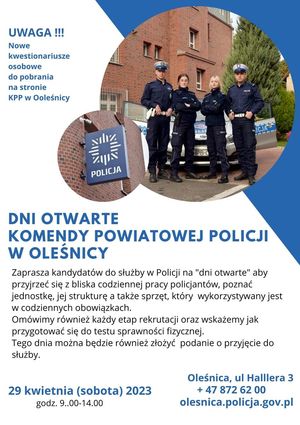 DNI OTWARTE KOMENDY POWIATOWEJ POLICJI W OLEŚNICY