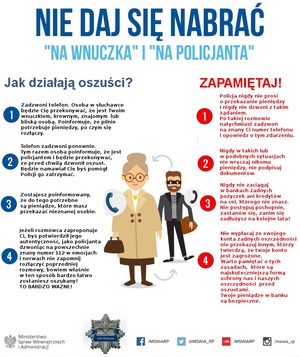 Oleśnicka policja ostrzega przed oszustami działającymi metodami „na policjanta”, „na wnuczka”