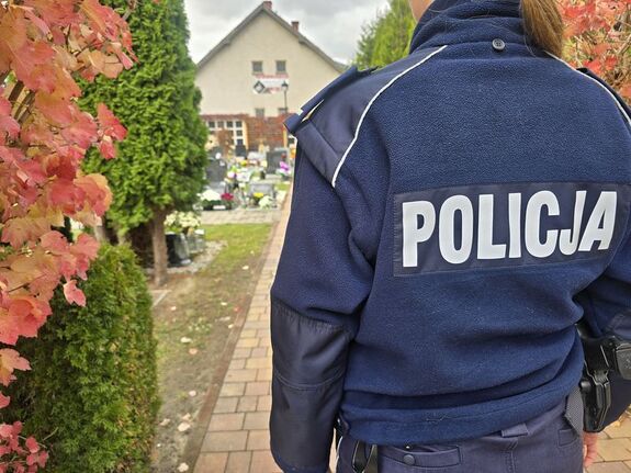 policjant stojący plecami